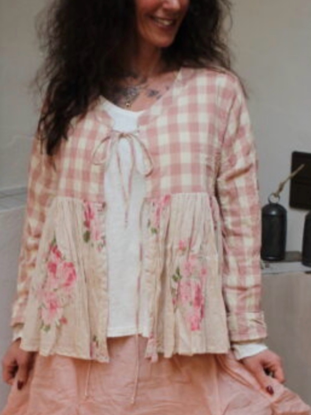 LES OURS “SARAH” COTTON RUSTIC ROSE TUNIC TOP - Picture 5 of 16